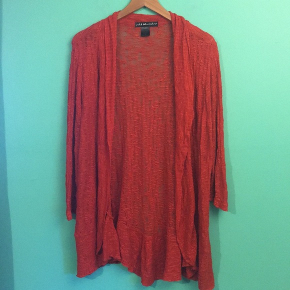 united states sweaters Sweaters - Open front cardigan w/ 3/4 sleeves. Eyelet pattern